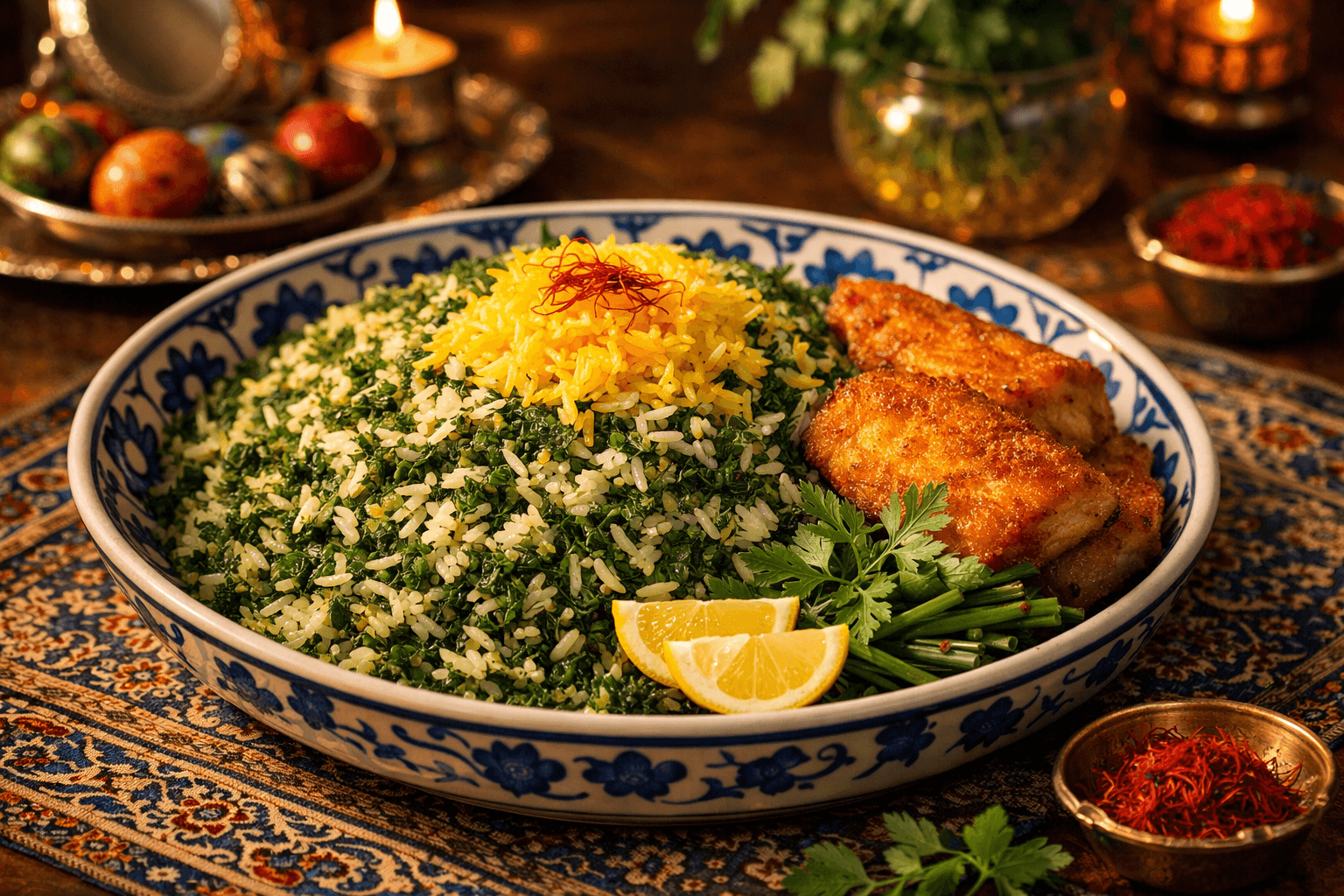Sabzi Polo ba Mahi (Persian Herb Rice with Fried Fish)
